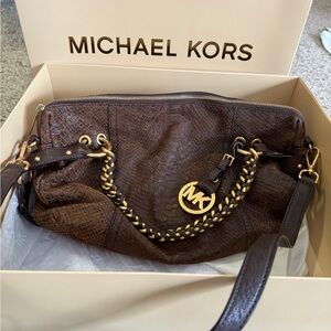 Michael Kors brown snake skin purse